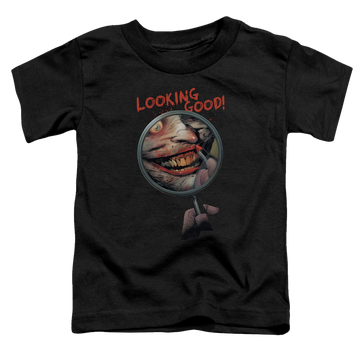 Black toddler t-shirt with Joker Looking Good graphic