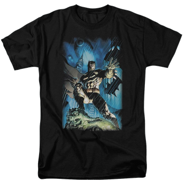 Black men's regular fit t-shirt with Batman Stormy Dark Knight graphic