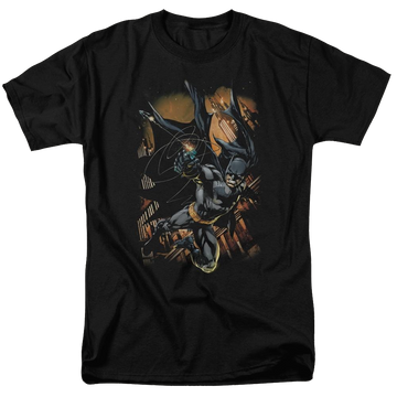 Black men's regular fit t-shirt with Batman Grapple Fire graphic