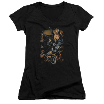 Batman Grapple Fire - Juniors V-Neck T-Shirt Juniors V-Neck T-Shirt Batman