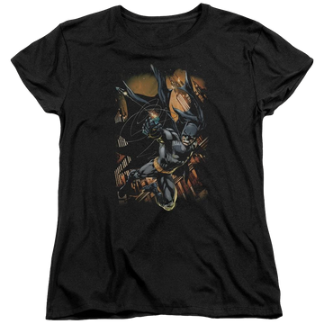 Black women's t-shirt with Batman Grapple Fire graphic