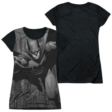 Batman Grey Race - Juniors Black Back T-Shirt Juniors Black Back T-Shirt Batman