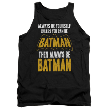 Black men's tank with Be Batman graphic