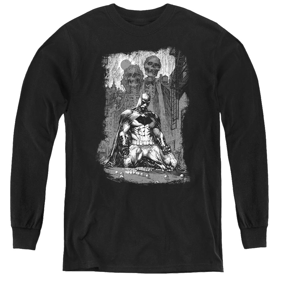 Dc Batman Sketchy Shadows - Youth Long Sleeve T-Shirt Youth Long Sleeve T-Shirt Batman