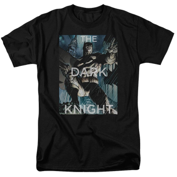 Black men's regular fit t-shirt with Batman Fighting The Storm graphic