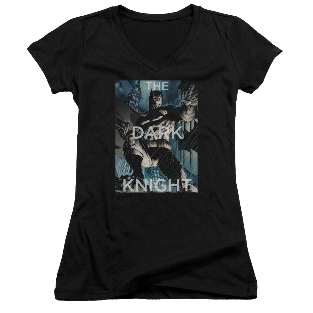 Batman Fighting The Storm - Juniors V-Neck T-Shirt Juniors V-Neck T-Shirt Batman