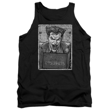 Black men's tank with Batman Joker Inmate graphic