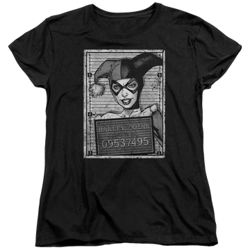 Black women's t-shirt with Harley Quinn Batman Harley Inmate graphic