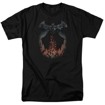 Black men's regular fit t-shirt with Batman Smoke & Fire graphic