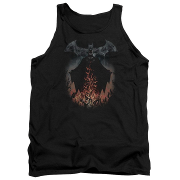 Black men's tank with Batman Smoke & Fire graphic