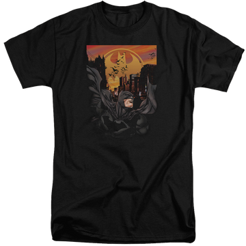 Black men's tall fit t-shirt with Batman Always On Call graphic