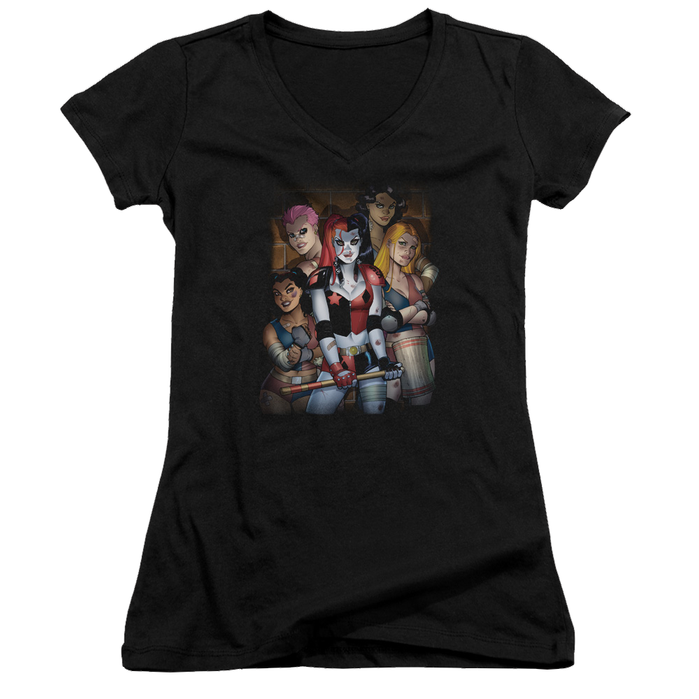 Batman Bad Girls - Juniors V-Neck T-Shirt Juniors V-Neck T-Shirt Harley Quinn