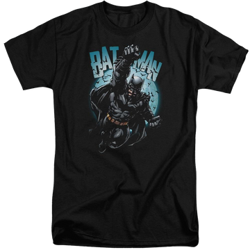 Black men's tall fit t-shirt with Batman Moon Knight graphic