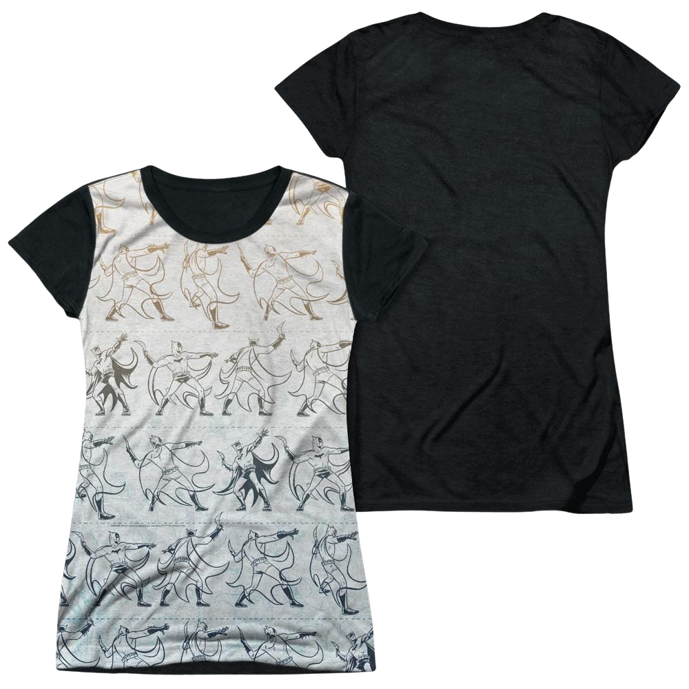 Batman Batarang Pattern - Juniors Black Back T-Shirt Juniors Black Back T-Shirt Batman