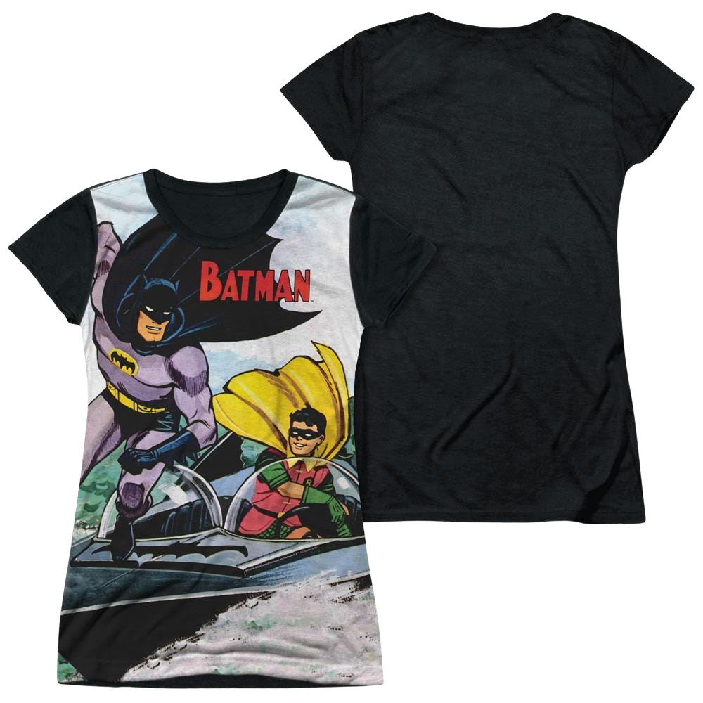 Batman Batboat - Juniors Black Back T-Shirt Juniors Black Back T-Shirt Batman