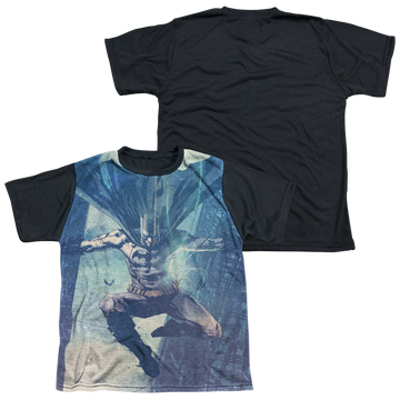 DC Batman Skyscrapers - Youth Black Back T-Shirt Youth Black Back T-Shirt (Ages 8-12) Batman
