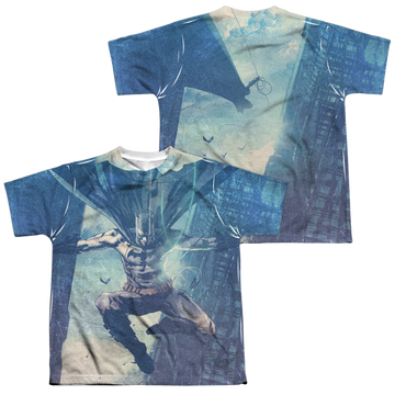 DC Batman Skyscrapers (Front/Back Print) - Youth All-Over Print T-Shirt Youth All-Over Print T-Shirt (Ages 8-12) Batman