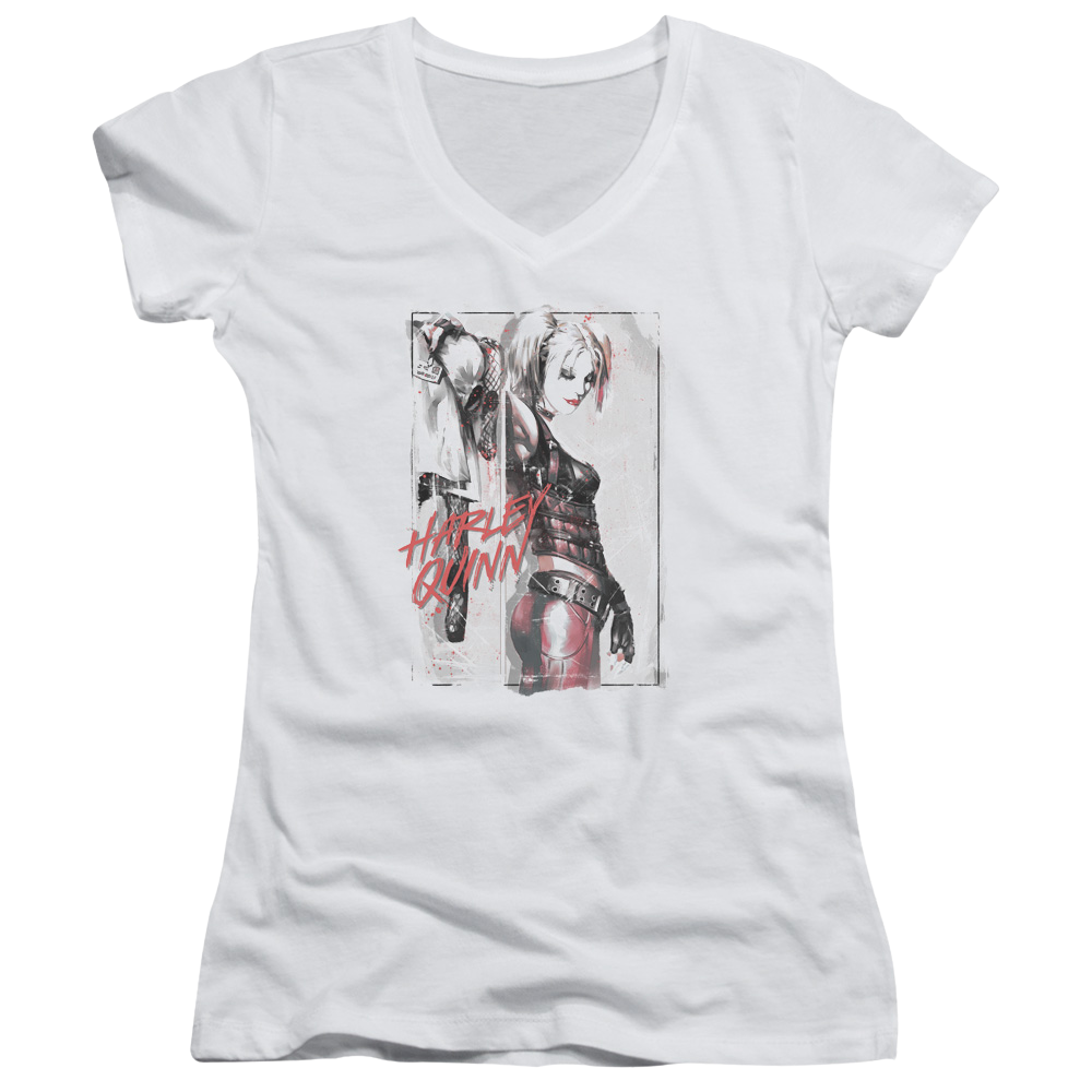 Batman Ink Wash Harley - Juniors V-Neck T-Shirt Juniors V-Neck T-Shirt Harley Quinn