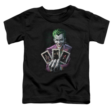 Black toddler t-shirt with Joker 3 Of A Kind graphic