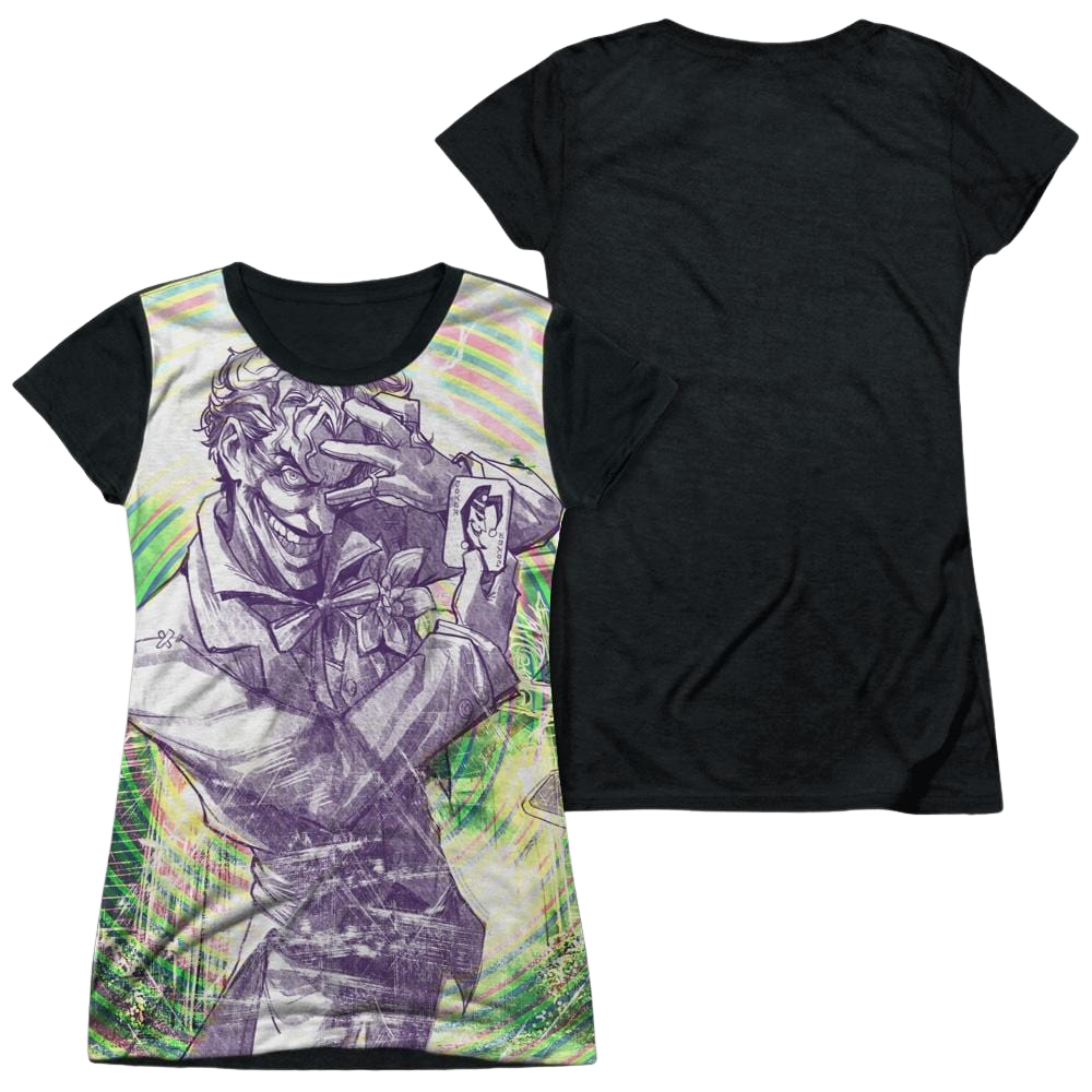 Batman Mad Mad Swirl - Juniors Black Back T-Shirt Juniors Black Back T-Shirt Joker