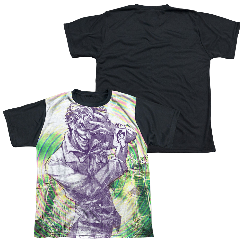 Joker, The Mad Mad Swirl - Youth Black Back T-Shirt Youth Black Back T-Shirt (Ages 8-12) Joker