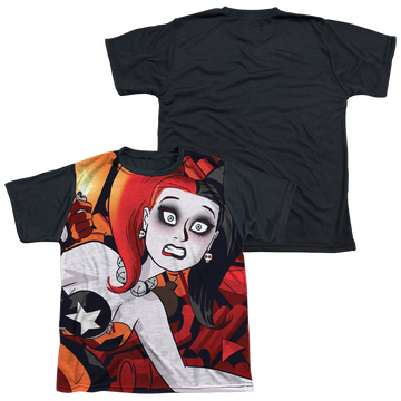 Harley Quinn Harley Cooke Cover youth black back t-shirt for ages 8 to 12