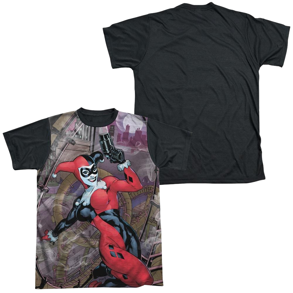 Batman Roller Coaster Of Love - Men's Black Back T-Shirt Men's Black Back T-Shirt Harley Quinn