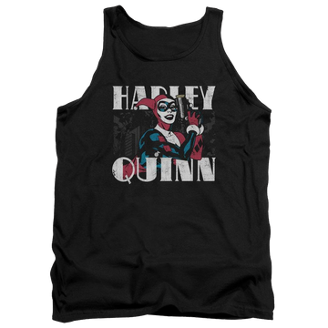 Black men's tank with Harley Quinn Batman Harley Bold graphic
