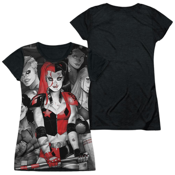 Batman Bad Girls - Juniors Black Back T-Shirt Juniors Black Back T-Shirt Harley Quinn