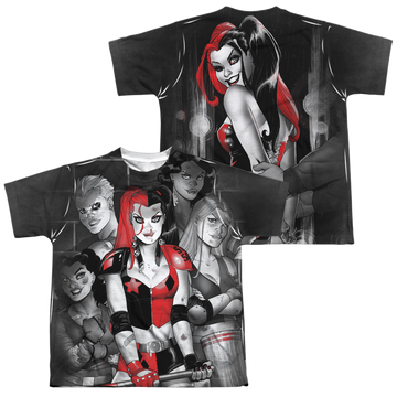 Harley Quinn Bad Girls youth all-over print t-shirt for ages 8 to 12
