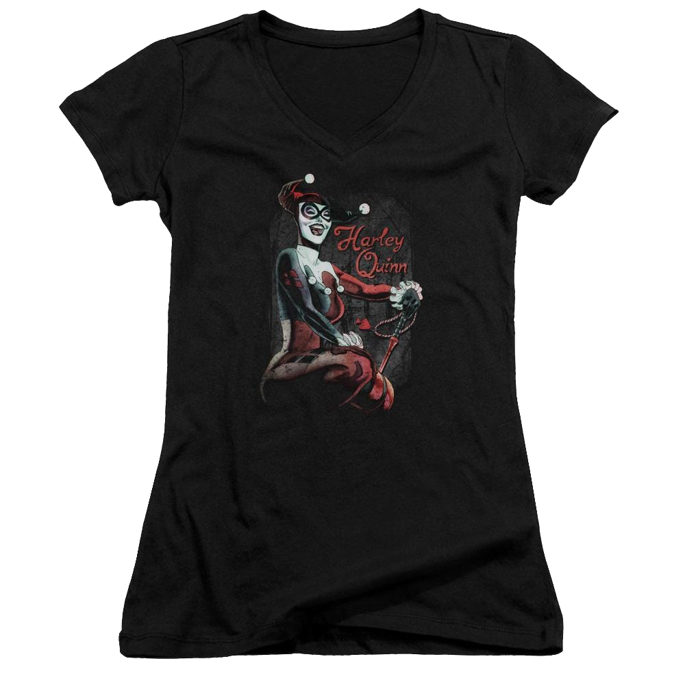 Batman Laugh It Up - Juniors V-Neck T-Shirt Juniors V-Neck T-Shirt Harley Quinn