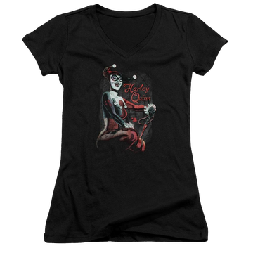 Batman Laugh It Up - Juniors V-Neck T-Shirt Juniors V-Neck T-Shirt Harley Quinn