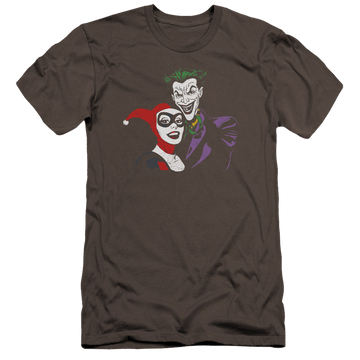 Charcoal men's premium slim fit t-shirt with Harley Quinn Joker & Harley graphic