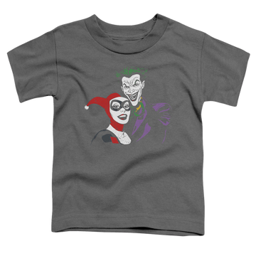 Charcoal toddler t-shirt with Harley Quinn Joker & Harley graphic