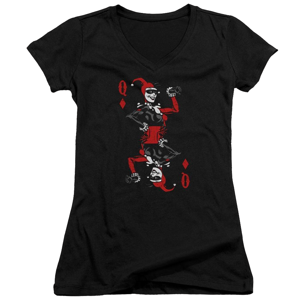 Batman Quinn Of Diamonds - Juniors V-Neck T-Shirt Juniors V-Neck T-Shirt Harley Quinn