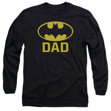 Black men's long sleeve t-shirt with Batman Bat Dad graphic