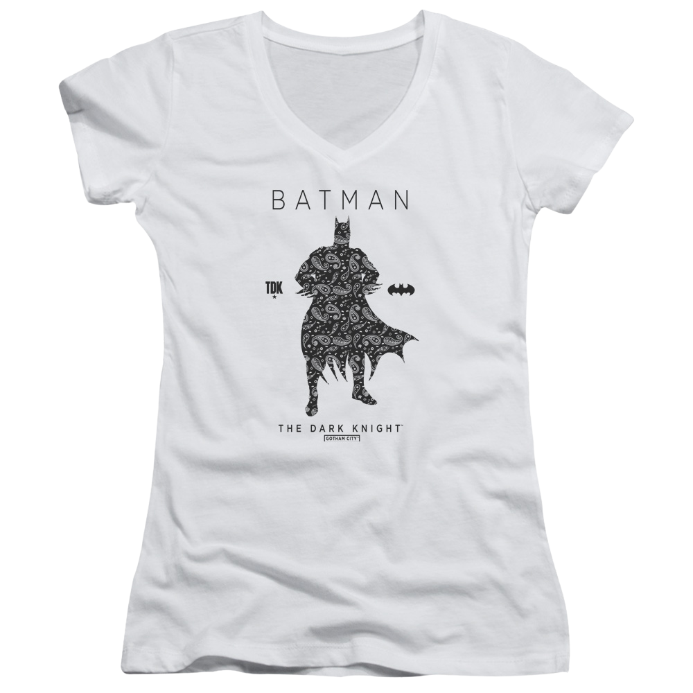 Batman Paislety Silhouette - Juniors V-Neck T-Shirt Juniors V-Neck T-Shirt Batman