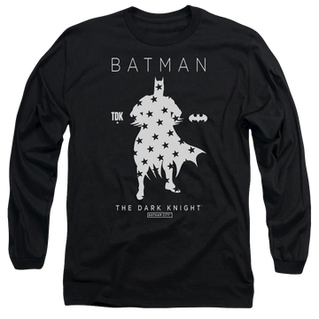 Black men's long sleeve t-shirt with Batman Star Silhouette graphic