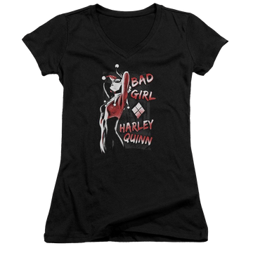 Batman Bad Girl - Juniors V-Neck T-Shirt Juniors V-Neck T-Shirt Harley Quinn