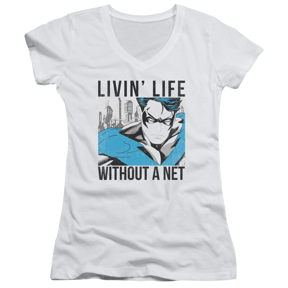 Batman Without A Net - Juniors V-Neck T-Shirt Juniors V-Neck T-Shirt Nightwing