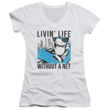 Batman Without A Net - Juniors V-Neck T-Shirt Juniors V-Neck T-Shirt Nightwing