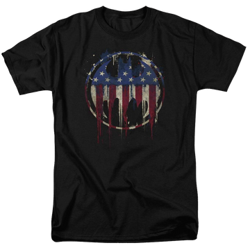 Black men's regular fit t-shirt with Batman Bleeding Signal graphic
