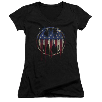 Batman Bleeding Signal - Juniors V-Neck T-Shirt Juniors V-Neck T-Shirt Batman
