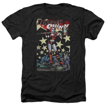 Charcoal men's heather t-shirt with Harley Quinn Batman Quinn One graphic