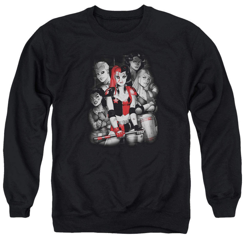 Batman Bad Gals Bw - Men's Crewneck Sweatshirt Men's Crewneck Sweatshirt Harley Quinn