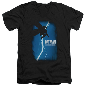 Black men's v-neck t-shirt with Batman Dkr Cover graphic