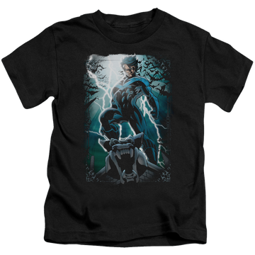Black kid's t-shirt for ages 4 to 7 with Nightwing Night Light graphic