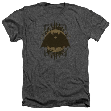 Charcoal men's heather t-shirt with Batman Crest graphic