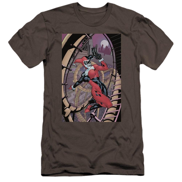 Charcoal men's premium slim fit t-shirt with Harley Quinn Batman Harley First graphic
