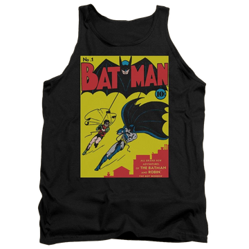 Black men's tank with Batman First graphic